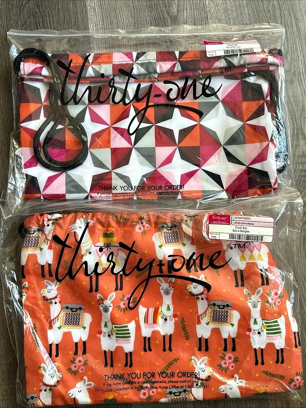 Thirty-One Cinch Sac Set Pink & Orange NWT